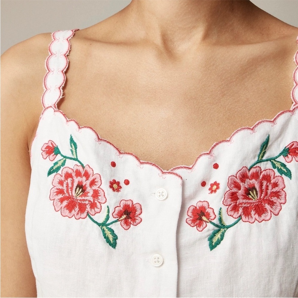NWT J.Crew Embroidered Tank Top in Linen - Picture 2 of 10
